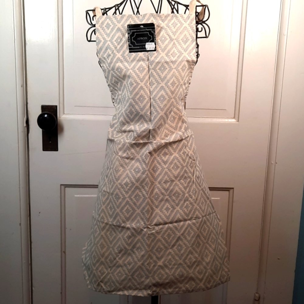 Apron Diamond Pattern Printed Design Cotton Machine Washable Chef Cook Baker